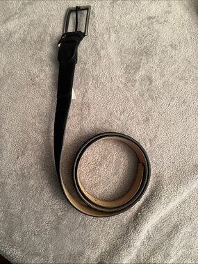 Mezlan Black Leather and Suede Men’s Belt with Stitched Edge